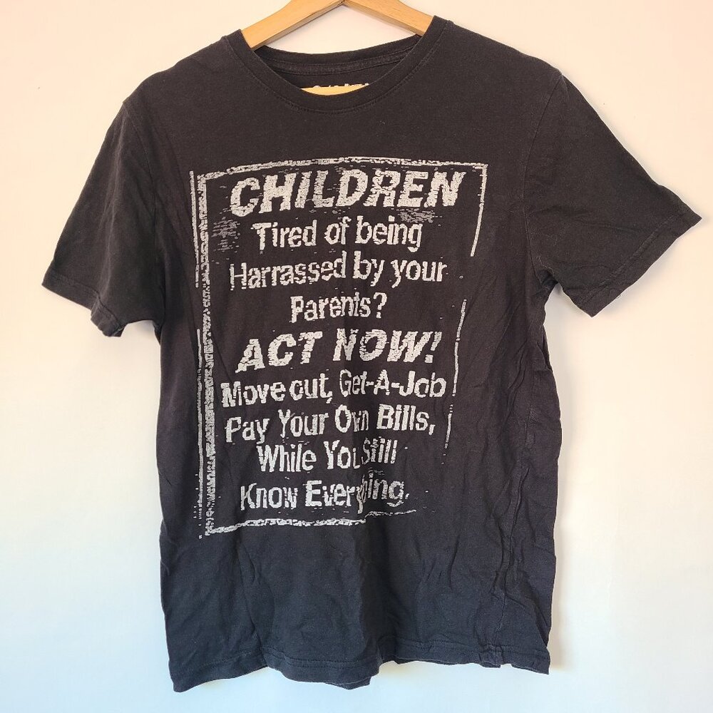 21MEN Black Graphic T-Shirt M | Funny Sarcastic Quote, Soft Cotton Tee Size M